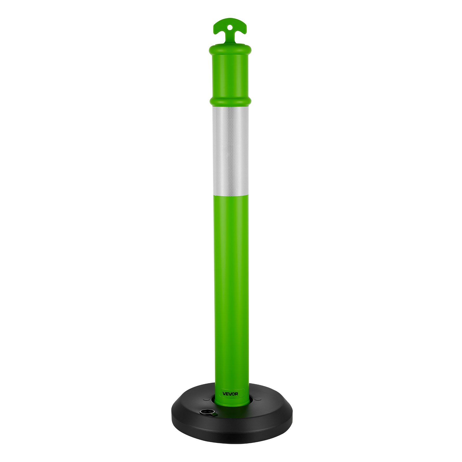 VEVOR Verkehrsleitpfosten Leitpfosten 3 Stk. (114 cm) mit befüllbarem Sockel & Reflektorstreifen, Warnpfosten für Baustellen, Parkplätze, Absperrpfosten zur Steuerung von Menschenmengen, Grün