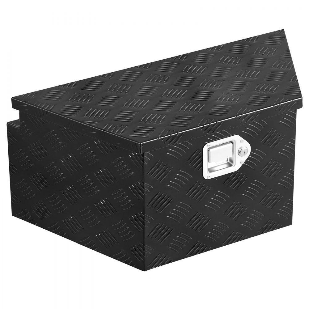 VEVOR Deichselbox Truckbox 660 x 330 x 305 mm aus Aluminium, 50 kg Belastbare Werkzeugaufbewahrungsbox mit Schloss & Schlüsseln, Anhängerbox für Pickup-Ladeflächen RV SUVs Geländewagen, Schwarz