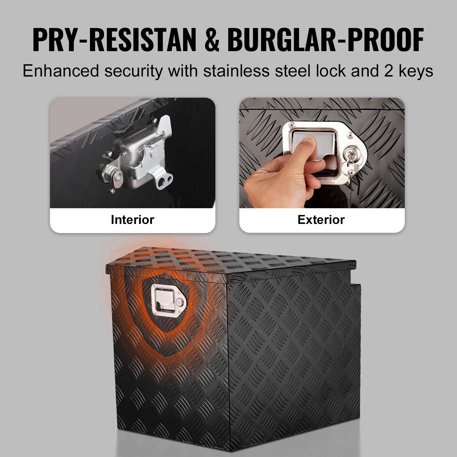 VEVOR Anhänger-Zungenbox Anhängerbox Werkzeugkasten 737 x 410 x 460 mm, Aluminiumlegierung Anhängerbox-Aufbewahrung mit Schloss & Schlüsseln,  Anhänger-Zungen-Werkzeugkiste für Wohnmobil usw.