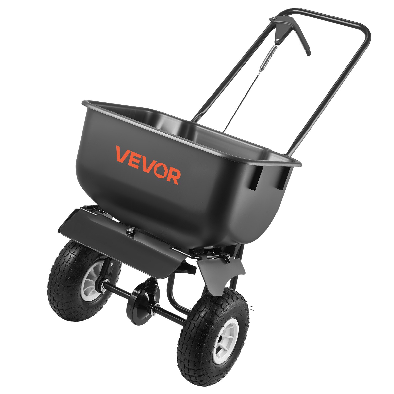 VEVOR Streuwagen 3,66 m Streubreite, Düngestreuer mit 36,3 ​​kg Tragkraft & 10 Zoll Rädern, Schleuderstreuer als Aussaathilfe oder Düngerwagen für Saatgut, Dünger, Streusalz & Enteisungsmittel