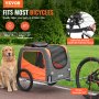 VEVOR Hundeanhänger 30 kg Fahrradanhänger Kohlenstoffstahl + 600D Oxford-Gewebe + PP faltbar 1440 x 720 x 779 mm als Anhänger Gefaltete Größe 760 x 560 x 195 mm Orange&Grau