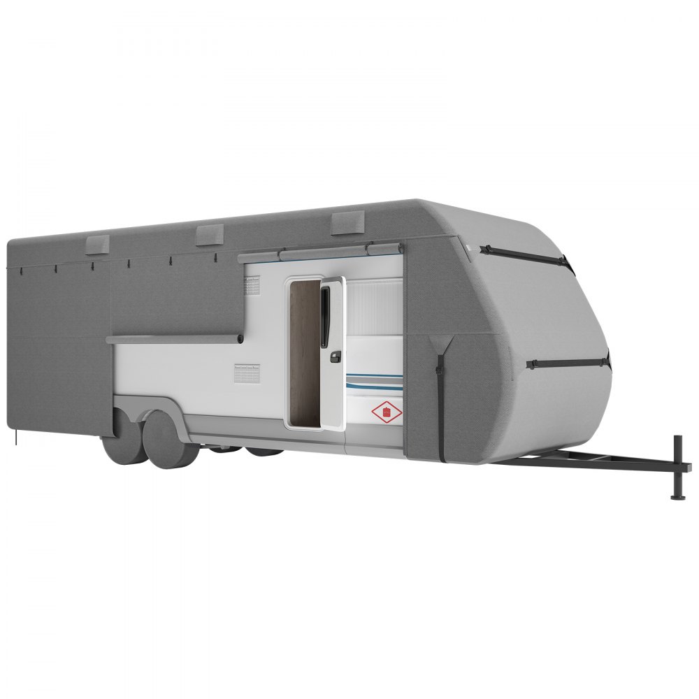 VEVOR Caravan Protective Cover for 6.7-7.3 m Caravans, Caravan Cover Made of Non-Woven Fabric, Waterproof, Windproof, Sun-Resistant, Universal Caravan Cover with Storage Bag, Repair Patches, and Straps