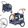 VEVOR Hundeanhänger 45 kg 2in1 Fahrradanhänger Kohlenstoffstahl + 600D Oxford-Gewebe + PP faltbar 1440 x 725 x 845 mm als Anhänger 1320 x 725 x 920 mm als Kinderwagen Hundebuggy Jogger Anhänger Blau