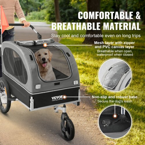 VEVOR Hundeanhnger 40 kg 2in1 Fahrradanhnger Kohlenstoffstahl + 600D  Oxford-Gewebe + PP faltbar 1470 x 720 x 780 mm als Anhnger 1530 x 720 x  825 mm als Kinderwagen Hundebuggy Jogger Anhnger | VEVOR DE