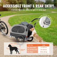 VEVOR Hunde-Fahrradanhänger, trägt bis zu 88 Pfund, 2-in-1-Fahrradträger für Haustier-Kinderwagen, einfach zusammenklappbarer Wagenrahmen mit Schnellspannrädern, universeller Fahrradkupplung, Reflekto