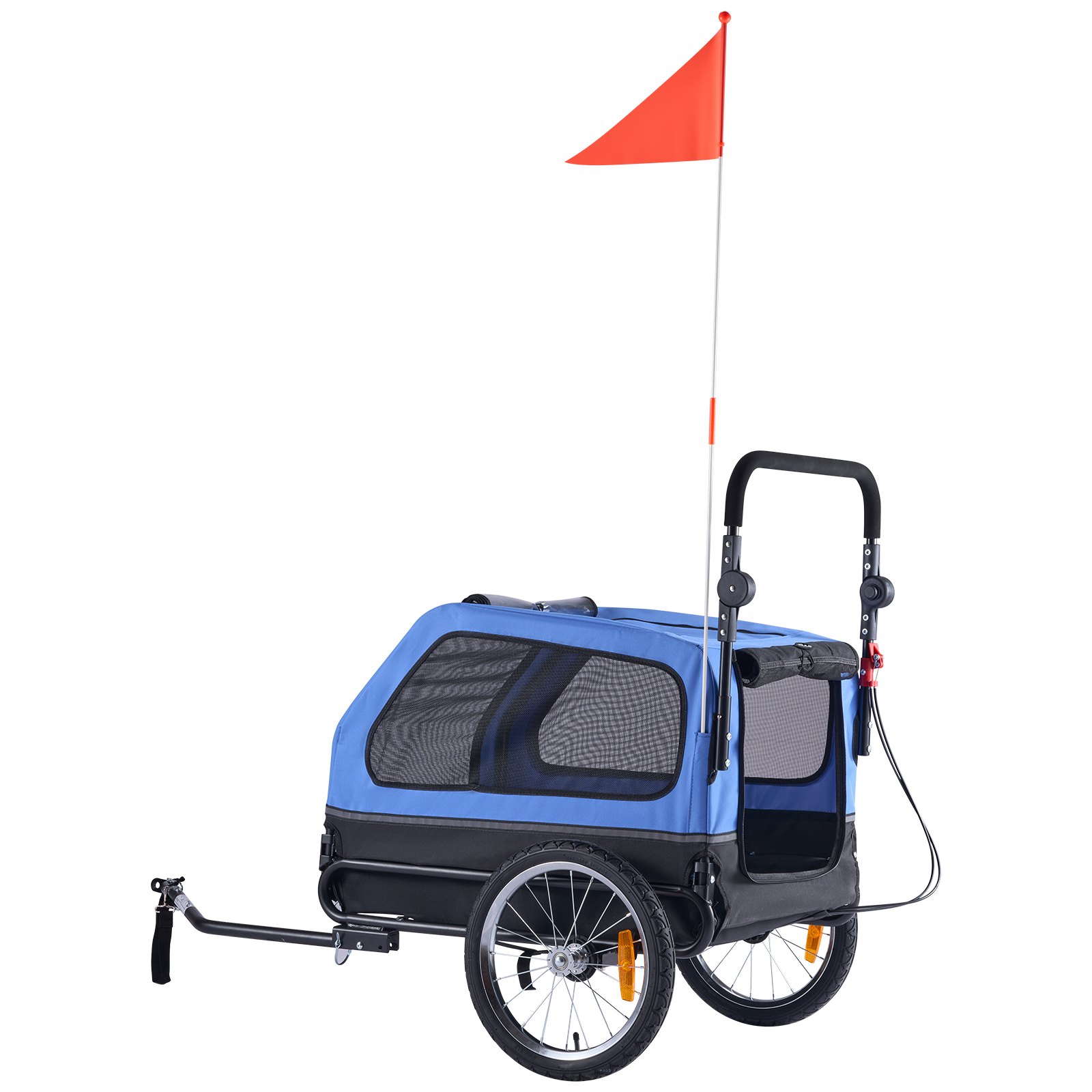 VEVOR Hundeanhänger, bis zu 40 kg, 2-in-1-Fahrradanhänger für kleine und große Hunde, klappbarer Rahmen mit Rädern, universelle Fahrradkupplung, inkl. Flagge, interne Leine, 1380x755x800 mm