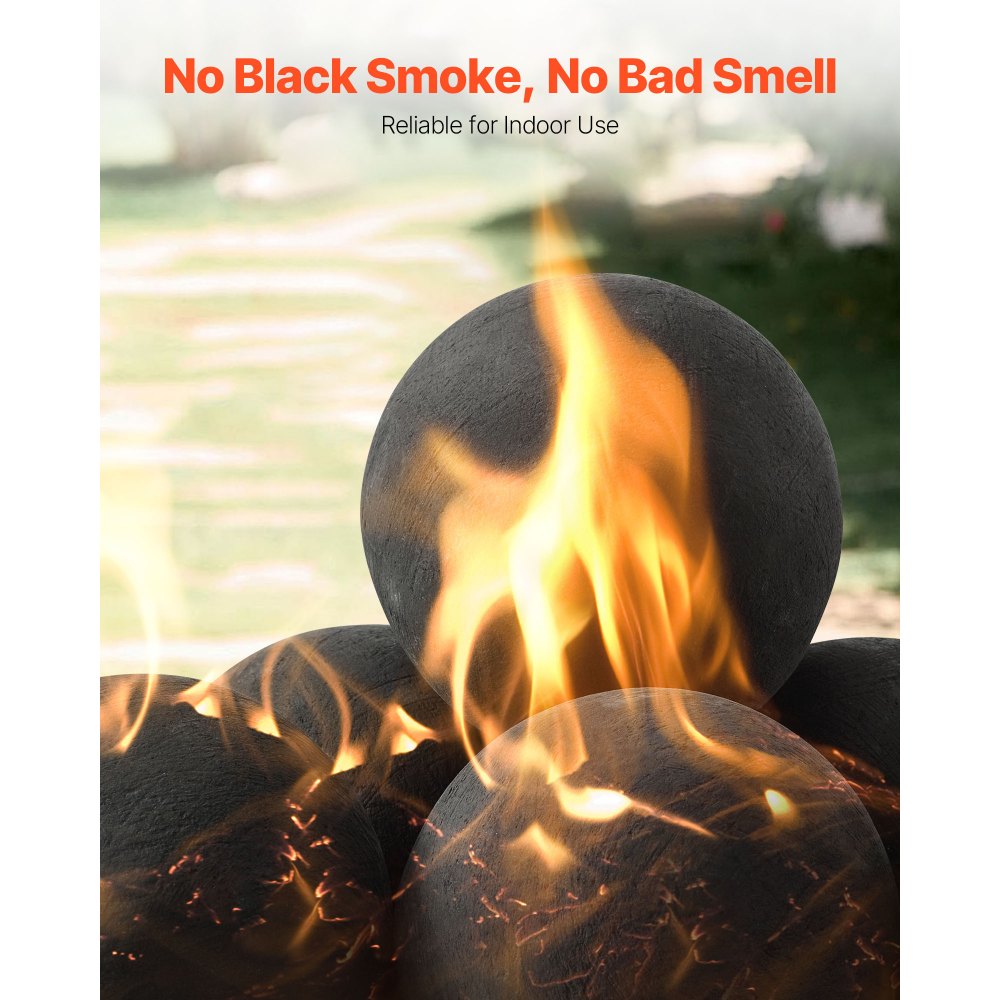 VEVOR keramische Steine für Kamin, 12,7 cm, 6 Stück Kieselsteine, wiederverwendbare Keramiksteine, dekorative Feuerstellensteine für Propan-/Gaskamin, Herd, Innenhof, Camping, Schwarz