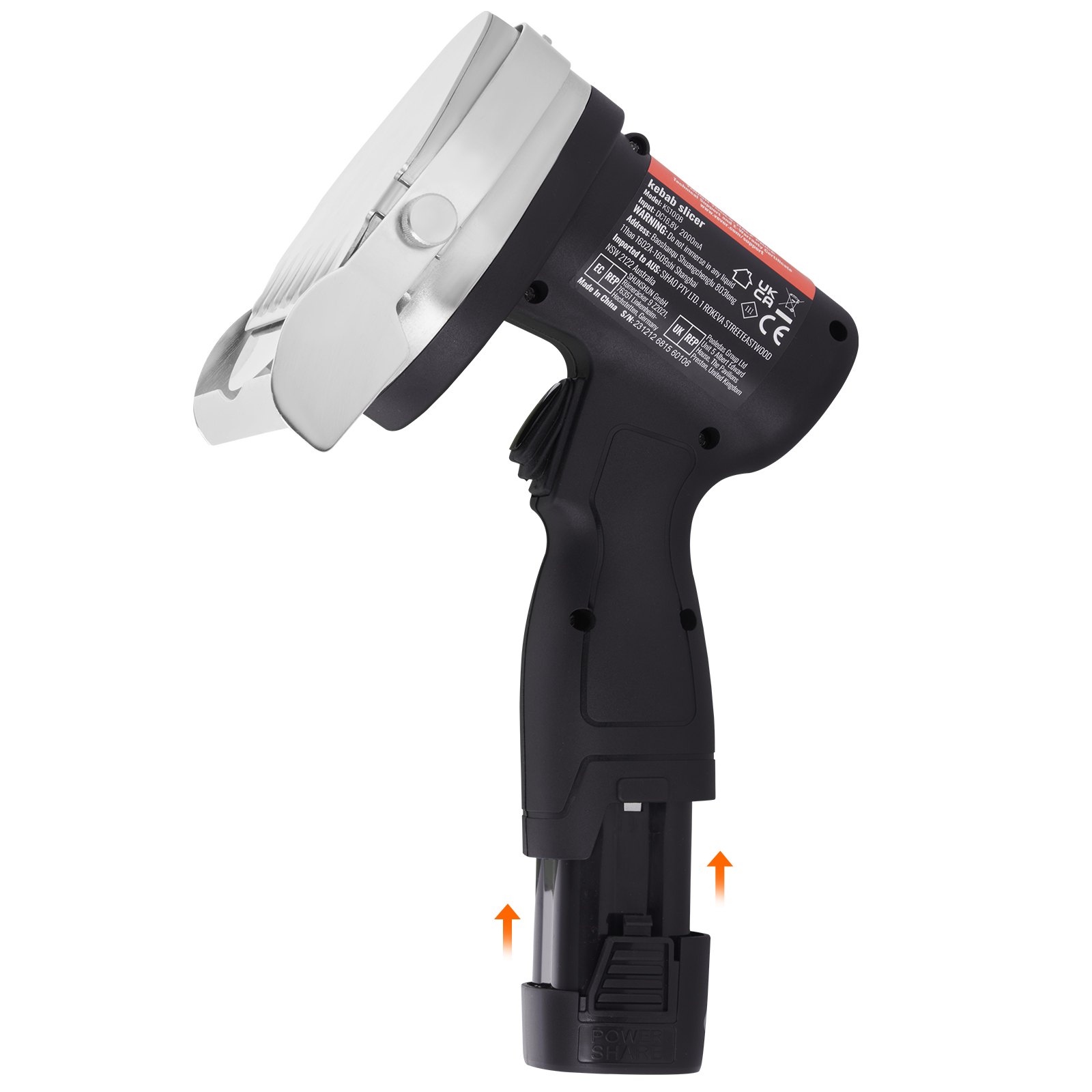 VEVOR Dönnerschneider 80 W Kebabschneider, Kabelloses Elektromesser Gyrosmesser, Elektrisches Schawarma Dönermesser 0-8 mm Einstellbare Dicke, Commercial Kebab Slicer mit 100 mm Klingen Schwarz