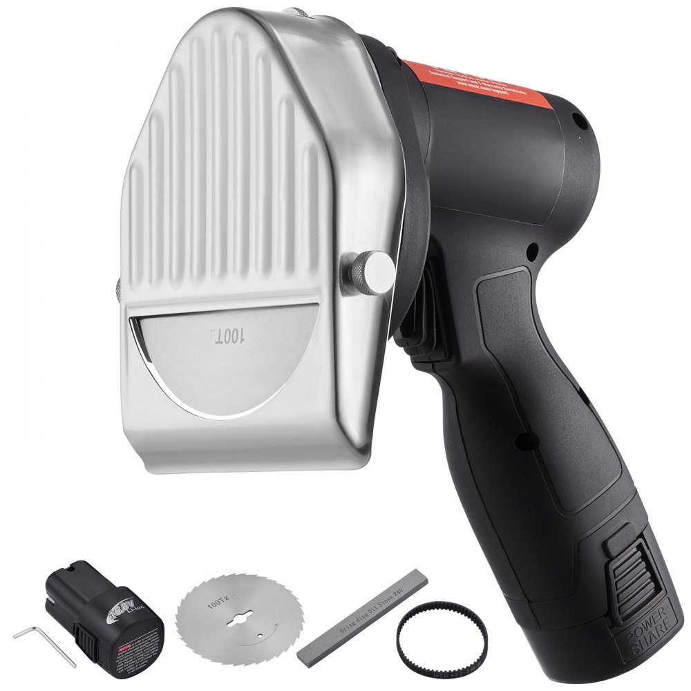VEVOR Dönnerschneider 80 W Kebabschneider, Kabelloses Elektromesser Gyrosmesser, Türkisches Schawarma Dönermesser 0-8 mm Einstellbare Dicke, Commercial Kebab Slicer mit 100 mm Klingen Schwarz