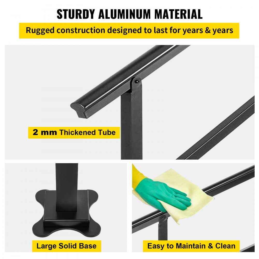 VEVOR Geländer Treppengeländer Handlauf Querstabhalter für Treppen 152,4x89,5cm