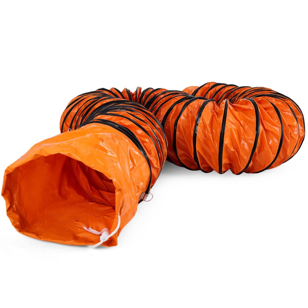 VEVOR Lufttransportschlauch 5 m Länge Lüfterschlauch, 20,3 cm Durchmesser Warmluftschlauch, Orange Lüftungsschlauch, PVC Abluftschlauch, Wäschetrocknerschlauch, Entlüftungsschlauch für Klimaanlagen