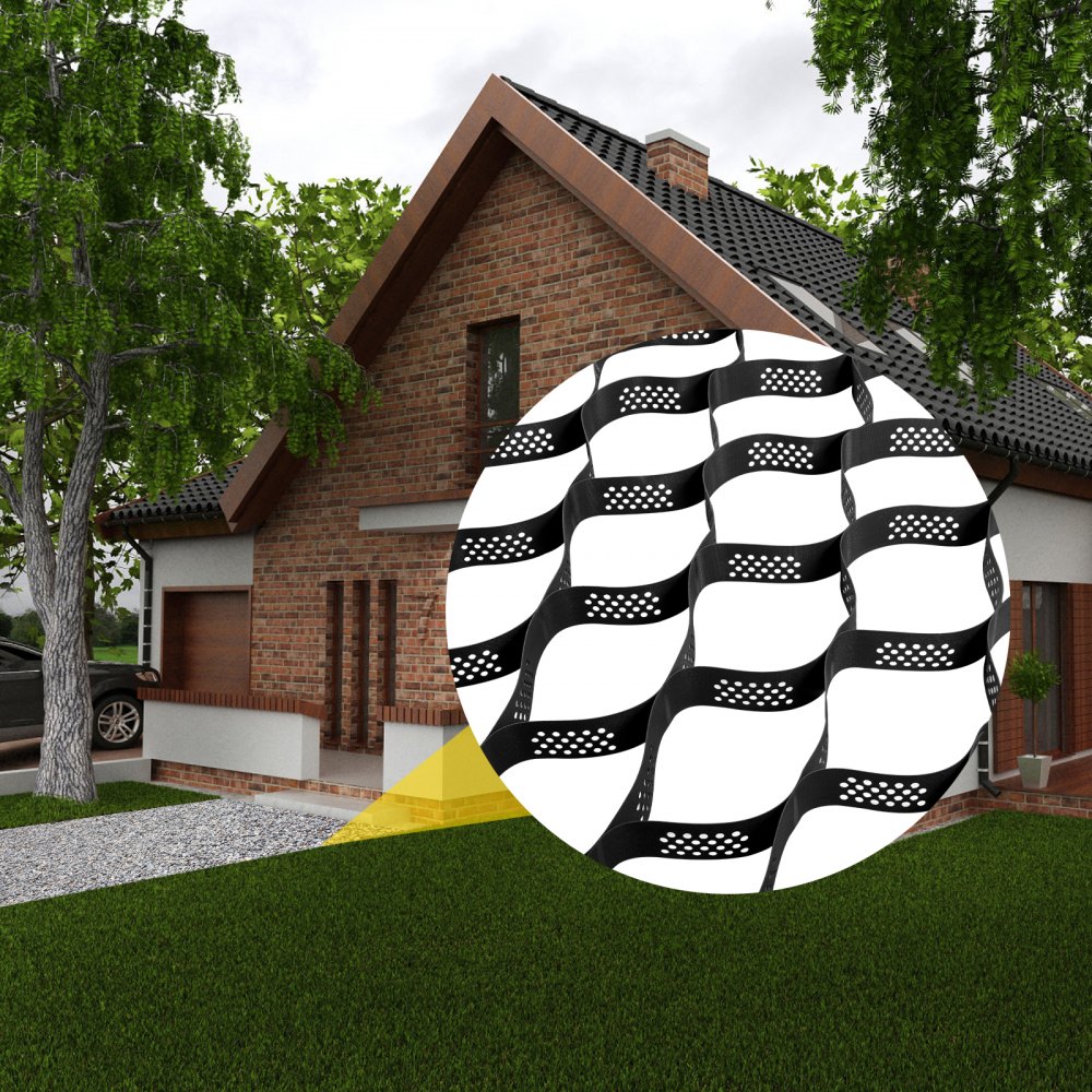 VEVOR Kiesgitter, 7,6 x 2,9 m Geo-Gitter, Kieswabe, durchlässiges Stabilisierungssystem für DIY-Terrassen, Gehwege, Einfahrten für leichte Fahrzeuge, Parkplätze, Gras und Kies