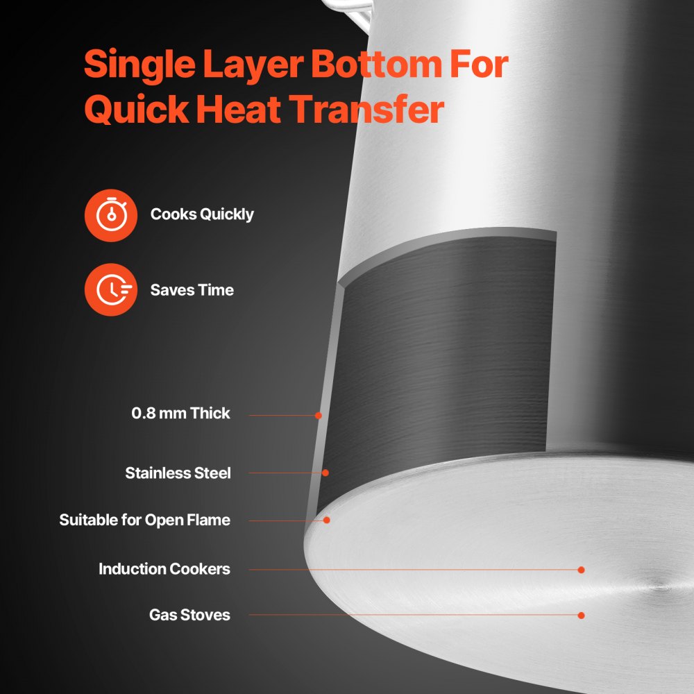 VEVOR Kochtopf 39,7 L Edelstahl, 350 x 410 mm Großvolumiger Suppentopf mit Sieb, als Spargeltopf Soßentopf Geeignet, Praktischer Küchentopf Große Zutaten