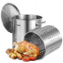 VEVOR Kochtopf 39,7 L Edelstahl, 350 x 410 mm Großvolumiger Suppentopf mit Sieb, als Spargeltopf Soßentopf Geeignet, Praktischer Küchentopf Große Zutaten, Induktionsherd Topf Induktionskochtopf