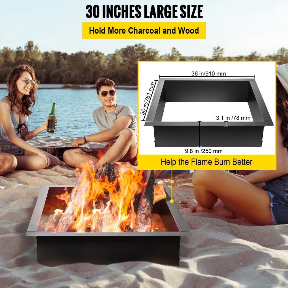 VEVOR Fire Pit Fire Bowl Garden Patio Fireplace 1.5 mm Thick Fire Pit Ring, DIY Steel Ring with Pliers, In-Ground Fire Pit Liner for Outdoor Use, Patio, Backyard