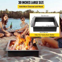 VEVOR Feuerstellenauskleidung, Feuerring aus Stahl, 91,4 cm, quadratischer Feuerstelleneinsatz für den Außenbereich