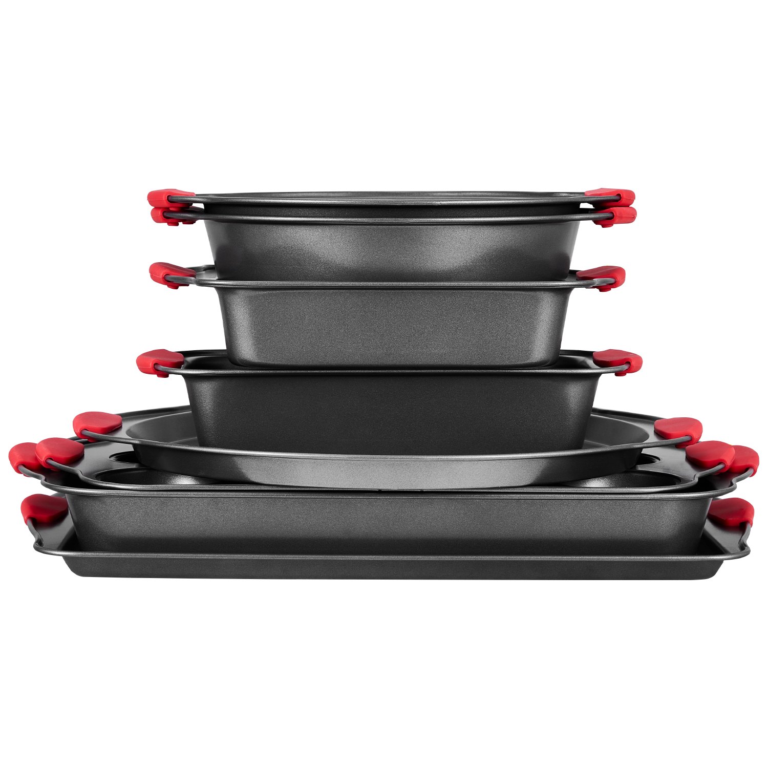 VEVOR Backformen-Set 8-teilig antihaftbeschichtete Kochgeschirrplatten und -bleche aus Karbonstahl, Backgeschirr-Kochsets für den Küchenofen mit Silikongriffen, für Keksen Kuchen Muffins Brot