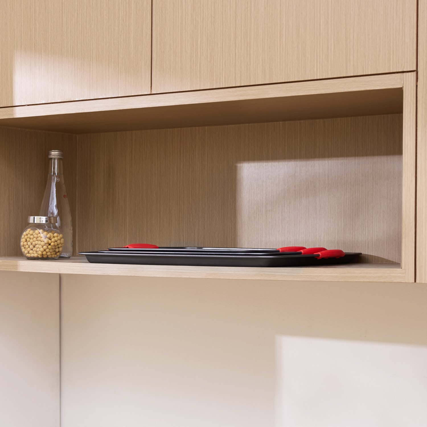 VEVOR Backformen-Set 3-teilig antihaftbeschichtete Kochgeschirrplatten und -bleche aus Karbonstahl, Backgeschirr-Kochsets für den Küchenofen mit Silikongriffen, für Keksen Kuchen Muffins Brot