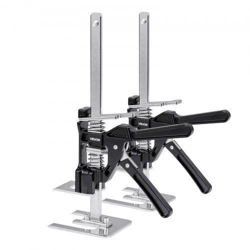 VEVOR arbeitssparender Armwagenheber 2 STK. 100 kg Tragkraft, Heben bis zu 180 mm, Handhebewerkzeug mit magnetischer Wasserwaage, höhenverstellbar, für Türen Fenster Möbel Holzbearbeitung, Schwarz