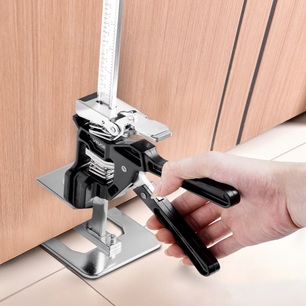 VEVOR arbeitssparender Armwagenheber 2 Stk. 200 kg Tragkraft, Heben bis zu 235 mm, Handhebewerkzeug mit magnetischer Wasserwaage, 2 Einstellmodi, für Türen Fenster Möbel Holzbearbeitung, Schwarz