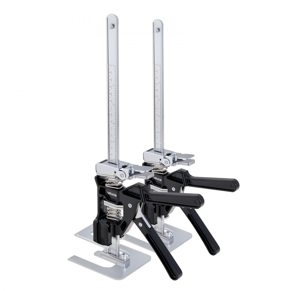 VEVOR Labor Saving Arm Jack, 2 PCS 200 kg Bearing Capacity, Lifting up to 235 mm, Metal Hand Lifting Jack Tool with Magnetic Level, 2 Adjustment Modes, for Door, Window, Furniture, Woodworking, Black