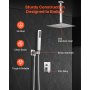 VEVOR Duscharmatur Regenduschsystem für Badezimmer Duschsystem mit 305 mm quadratischem Regenduschkopf & Handbrause, Deckenmontage Badezimmerarmaturen mit Messingventil & Zierset, gebürstetes Nickel