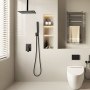 VEVOR Shower Faucet Set, Rainfall Bathroom Shower System with 10-Inch (25.4cm) Square Rain Shower Head and Handheld Spray, Ceiling Mount Bath Fixtures with Brass Valve and Trim Kit, Matte Black