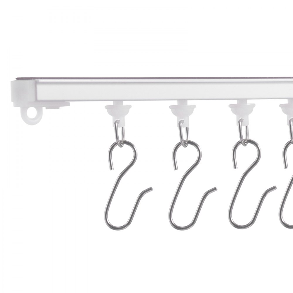VEVOR Decken-Vorhangschienen-Set 3 m selbstklebend Deckenschienensystem ohne Bohren für Vorhänge, Raumteiler-Vorhangschiene zur Deckenmontage für Wohnzimmer mit Haken& Hardware & 8 Schienen, weiß