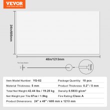 VEVOR 10er-Set Decke Panel Deckenplatten Deckenfliese PVC 605x1213mm Weiß Glatt