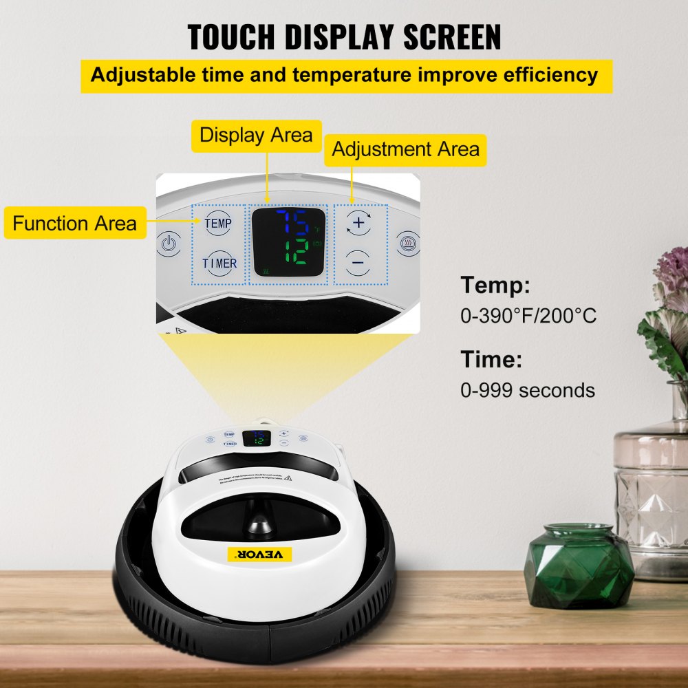 VEVOR 12x10inch Mini Tragbare Transferpresse 1KW Protable Easy Heat Press Home Transfer Press Multifunction Heißpresse Maschine mit Touchscreen und Vibrationsfunktion