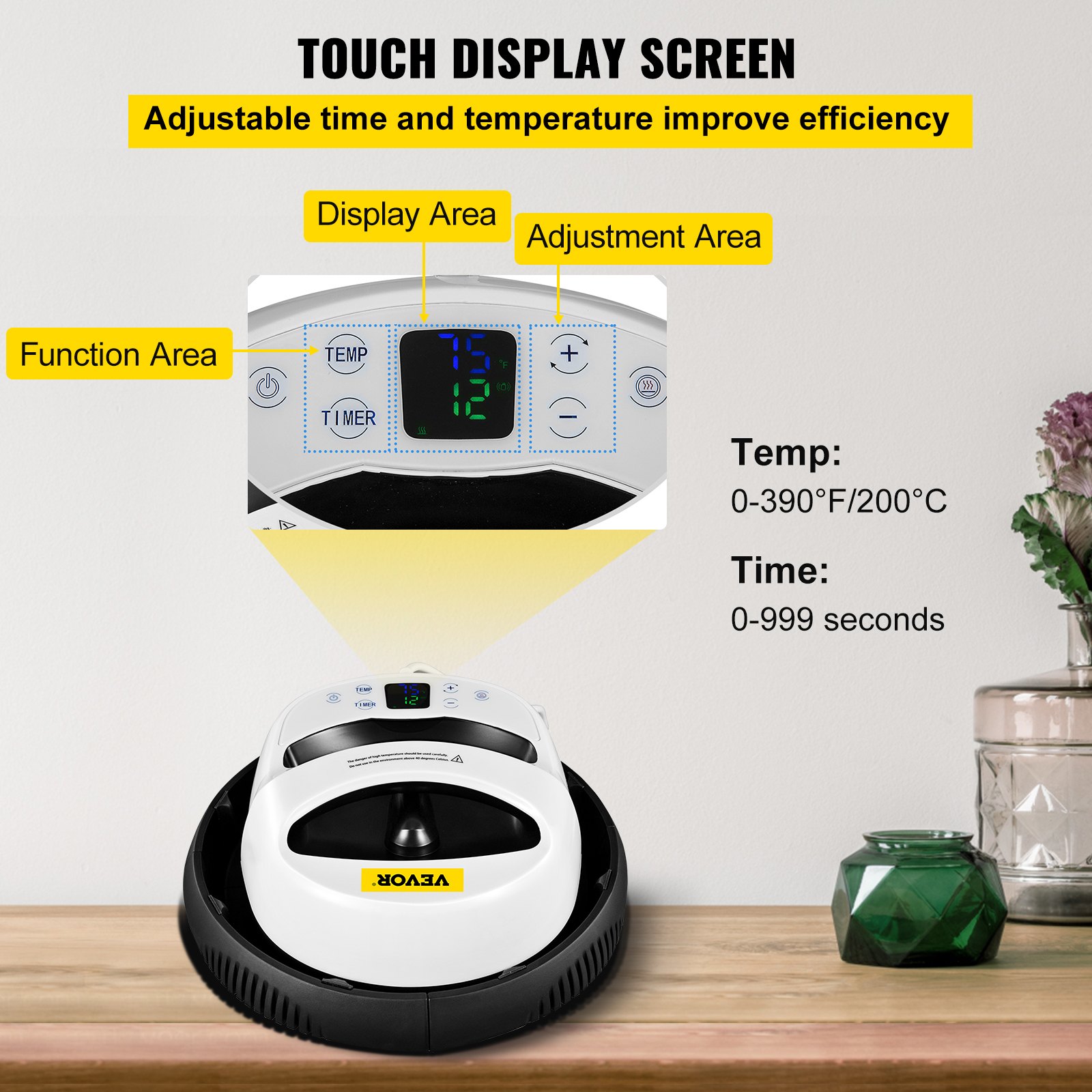 VEVOR 12x10inch Mini Tragbare Transferpresse 1KW Protable Easy Heat Press Home Transfer Press Multifunction Heißpresse Maschine mit Touchscreen und Vibrationsfunktion