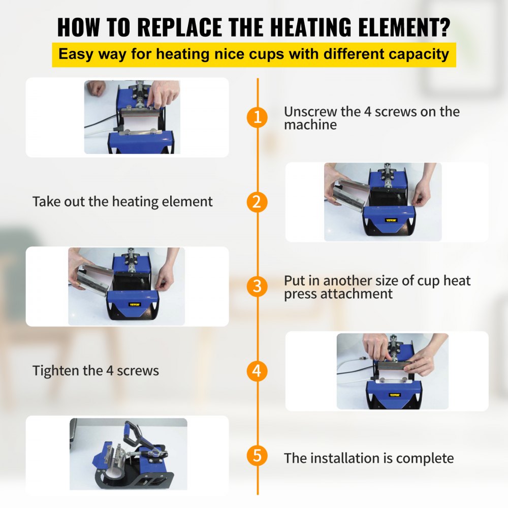 VEVOR Mini Tassenpresse Maschine Becherpresse 6 / 11 / 12 / 17 oz Becher-Hitzepresse für Sublimation 4 Becher für Kaffeetassen 280 W Becherpresse Heizung