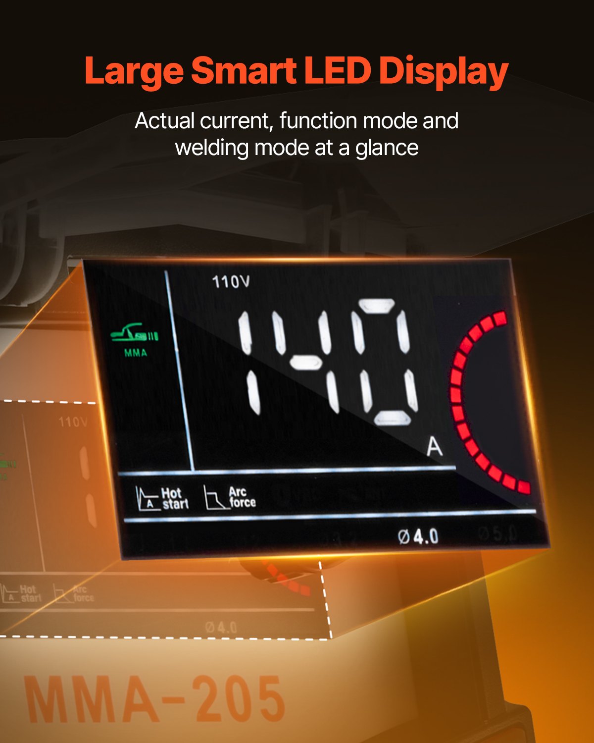 VEVOR WIG-Schweißgerät, 205 A 2-in-1-Schweißer (großes LED-Display) – Lift-WIG/MMA (Stick), Elektroschweißgerät mit IGBT-Inverter, Ideal für Heimwerkerprojekte, Garagenarbeiten, Reparaturen