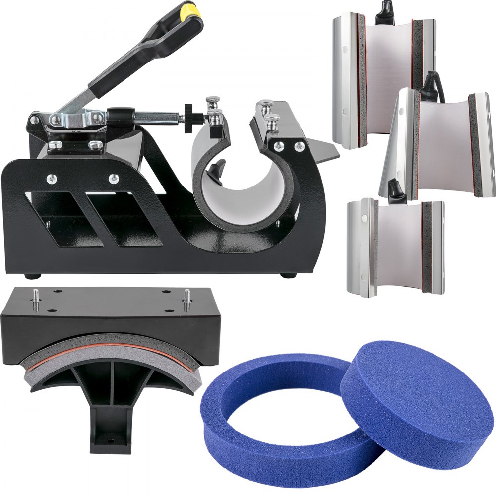 VEVOR 1200 W Hitzepresse 8 in 1 T-Shirtpresse 38 x 38 cm Schwarz Transferpresse Heißpresse T-Shirt zum Aufbringen von Buchstaben Zahlen und Mustern