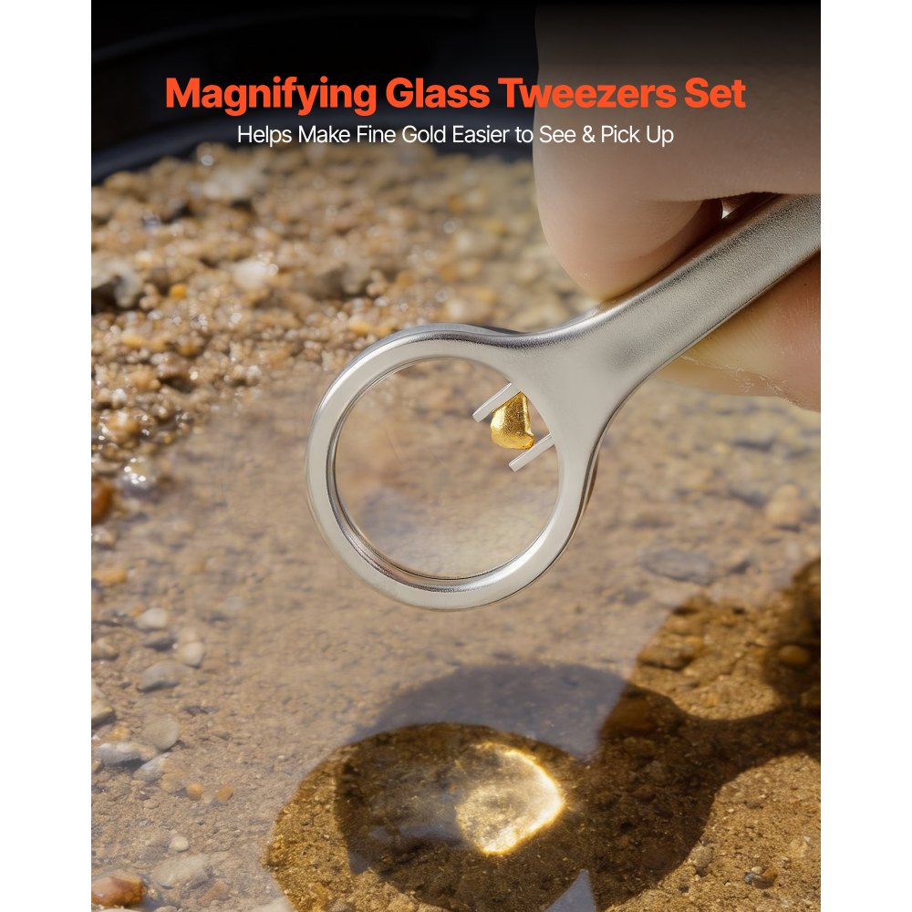 VEVOR Gold Panning Kit, 254 mm and 355 mm Pans, 19 PCS Portable Prospecting Equipment Kit with Classifier Sieves, Sand Magnet, Rock Pick, Scoops, Backpack, and Accessories, for Outdoor Gold Recovery