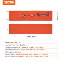 VEVOR 5 Gallonen Fass-Bandheizung Fassheizung Metallfass-Heizgerät 800W 30-150°C