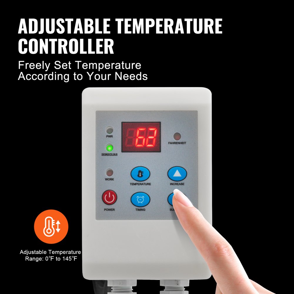 VEVOR 208L Fassheizung 1300W -17,78-62,78°C Einstellbar unabhängiges Thermostat