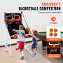 VEVOR Indoor-Basketballspiel für 2 Spieler, Basketballautomat, Baskeltballständer mit 4 Bällen & 8 Spielmodi & 2 Basketballkörben & Tafel & Aufblaspumpe, für Kinder, Erwachsene (Schwarz) Faltbar