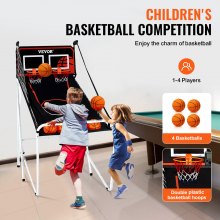 VEVOR Indoor-Basketballspiel für 2 Spieler, Basketballautomat, Baskeltballständer mit 4 Bällen & 8 Spielmodi & 2 Basketballkörben & Tafel & Aufblaspumpe, für Kinder, Erwachsene (Schwarz) Faltbar