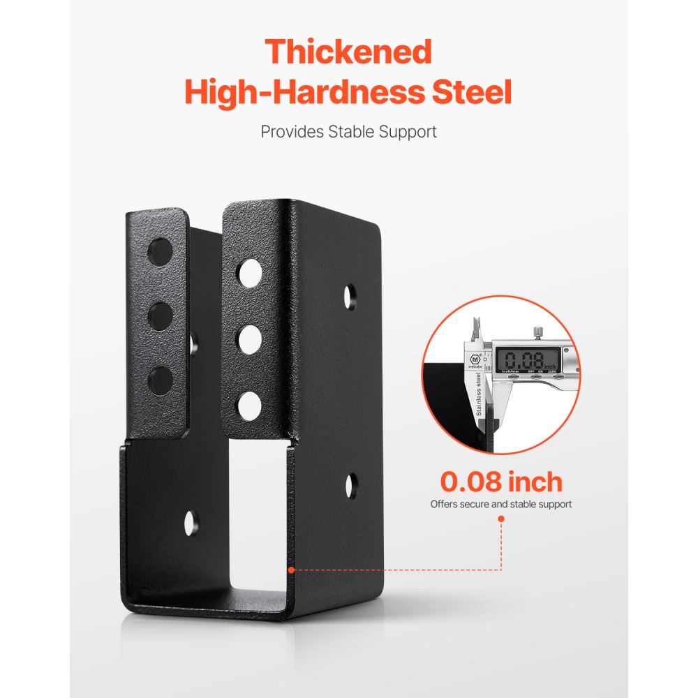 VEVOR beam shoe, beam connector with concealed flange for outdoor use with screws, steel post support for 49x92 mm beams, timber connector for swings, fences, wooden slides, 24 pcs.