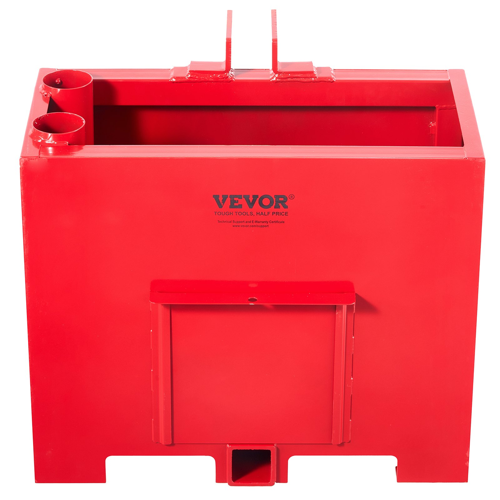 VEVOR Anhängerkupplungsvorschaltgerät, 3-Punkt-Traktor Ballast Box der Kategorie 1 mit einer Kapazität von 363 kg, für 5,6 cm Anhängerkupplung, Stahl Großraumladeraufsatz mit Schiebetür, rot