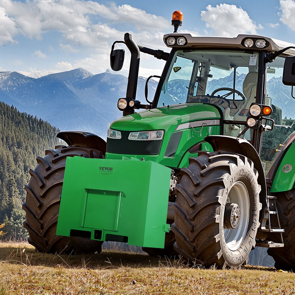 VEVOR Anhängerkupplungsvorschaltgerät, 3-Punkt-Traktor Ballast Box der Kategorie 1 mit einer Kapazität von 363 kg, für 5,6 cm Anhängerkupplung, Stahl Großraumladeraufsatz mit Schiebetür, grün