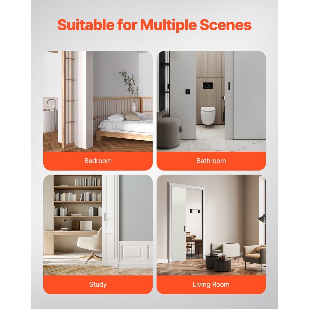 VEVOR sliding door hardware track set, sliding door system, 1441 mm, hardware set for 610-762 mm wide single doors, smooth and easy to install, sliding door hardware, load capacity 100 kg