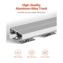 VEVOR Schiebetür-Beschlagschienensatz Schiebetürsystem 1524 mm, Doppelschienen Schiebetürsystem aus Aluminiumlegierung, passende Türbreite 775 mm x 2, Schiebetürbeschlag 68 kg belastbar