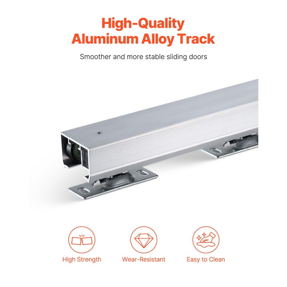 VEVOR sliding door hardware track set, sliding door system, 1746 mm, hardware set for 610-914 mm wide single doors, smooth and easy to install, sliding door hardware, load capacity 100 kg