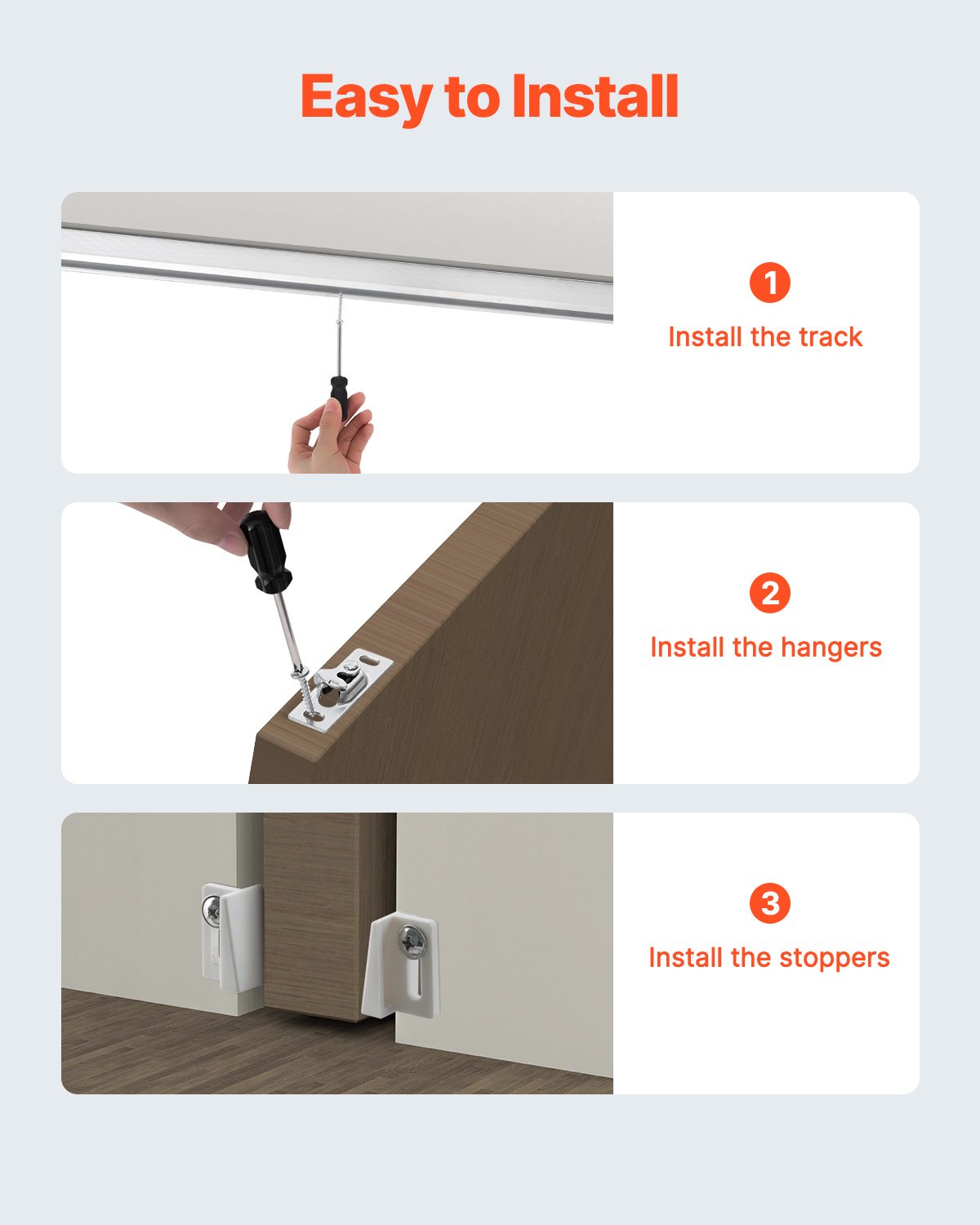 VEVOR sliding door hardware track set, sliding door system, 1746 mm, hardware set for 610-914 mm wide single doors, smooth and easy to install, sliding door hardware, load capacity 100 kg