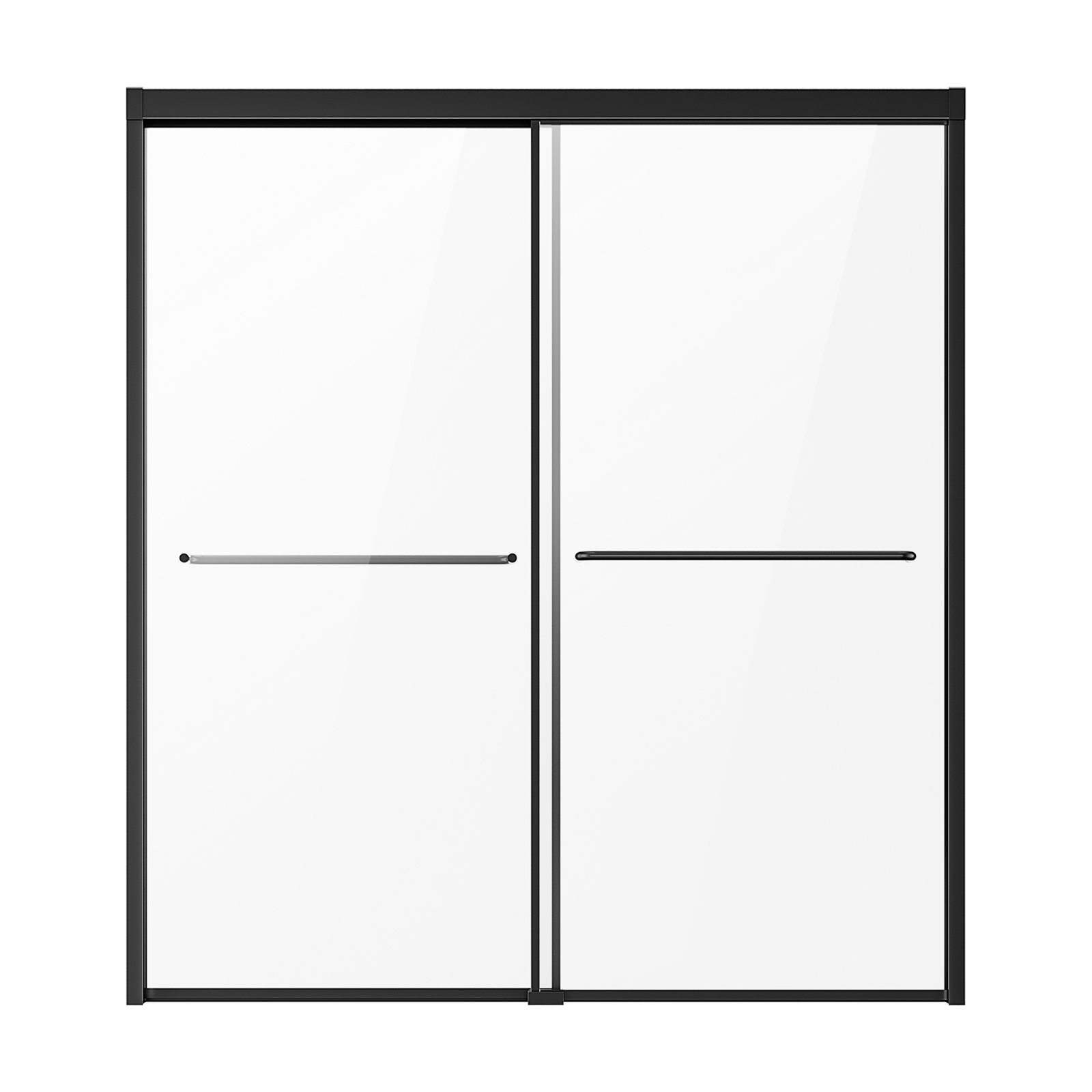 VEVOR Badewannen Duschtür (1422-1524 x 1524 mm / B x H) halbrahmenlose Schiebetür für die Badewanne, halbrahmenlose Bypass-Wannentür mit 1/4 Zoll bruchsicherem gehärtetem Glas und Edelstahlgriff