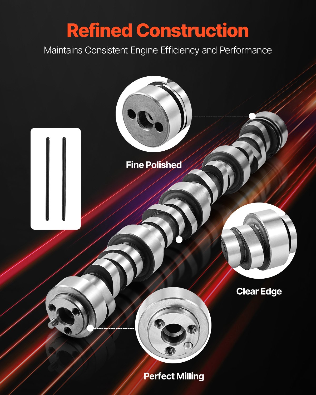 VEVOR Camshaft Kit, 9-Piece Set, Includes Timing Gasket, Pushrods Springs & Seals, Compatible with 1999-2013 GM Gen3/4 Norris Trucks, Fits LS1, LS2, LS6, LQ4, LQ9 Engines, OE 12625437 E1840P E-1840-P