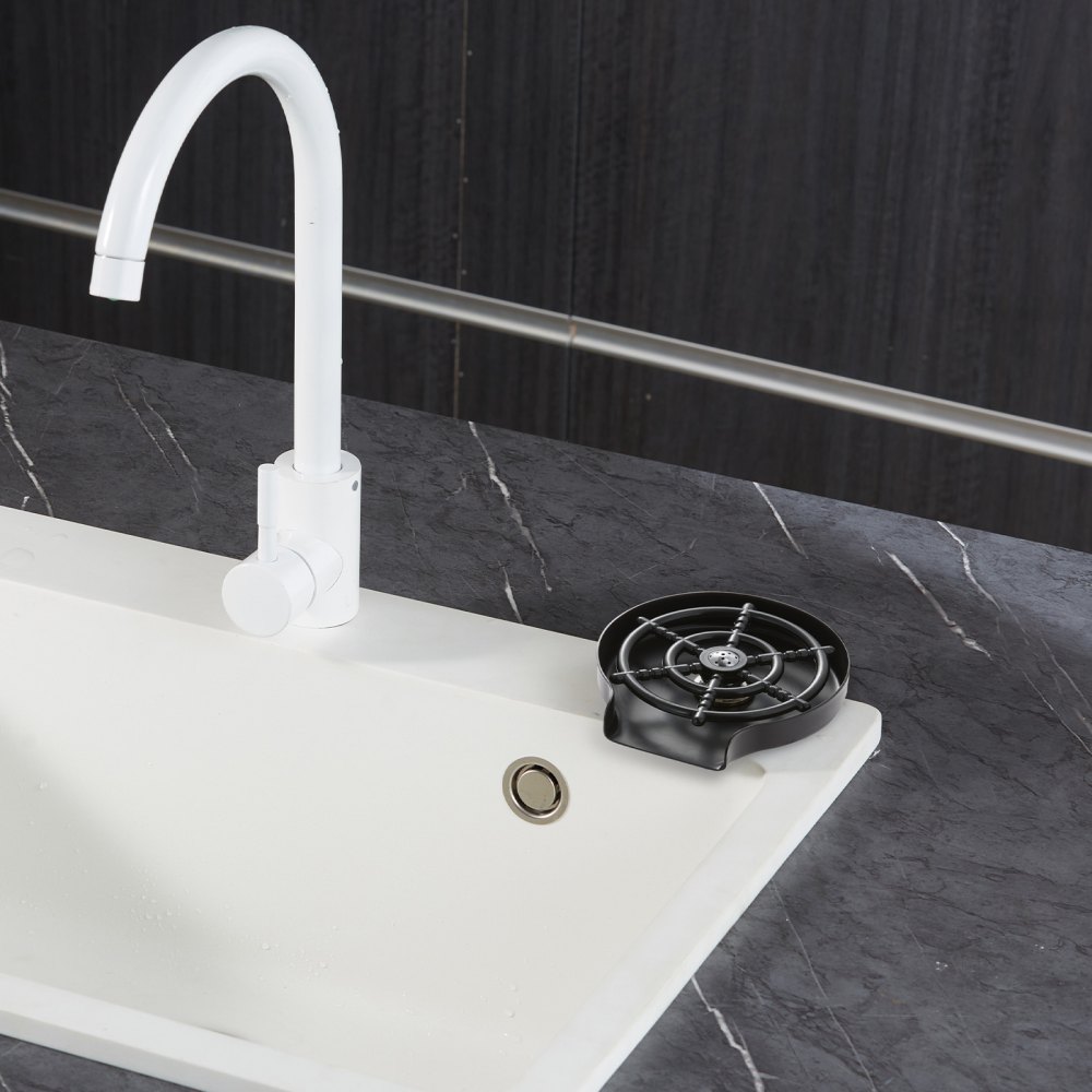 VEVOR Glasspüler, 10 Löcher, 360° drehbar, Edelstahl-Unterlegscheibe, ABS-Getränkehalter