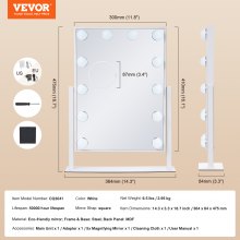 VEVOR Hollywood Schminkspiegel mit Beleuchtung Kosmetikspiegel 410x300mm dimmbar